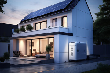 Solar battery on a modern house. Generative AI tools