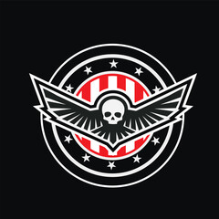 skull and flag of USA, grunge.vintage design t-shirts