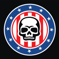 skull and flag of USA, grunge.vintage design t-shirts