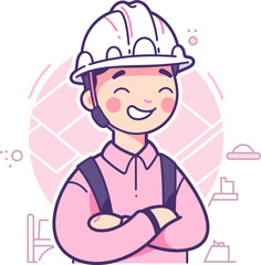 Engineer Leading Manufacturing Excellence Vector Illustration