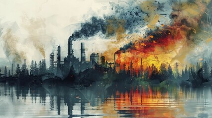 Obraz premium A symbolic representation of the conflict between fossil fuel interests and environmental conservation efforts.