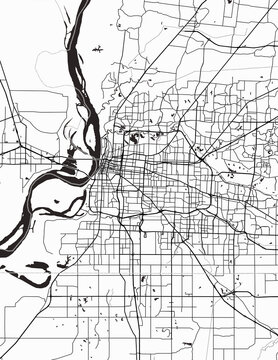Detailed city map of Memphis-Tennessee with infrastructure in a minimalist style