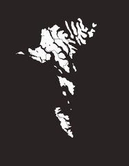 Detailed island map of Faroe Islands with infrastructure in a minimalist style