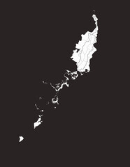 Detailed island map of Palau with infrastructure in a minimalist style
