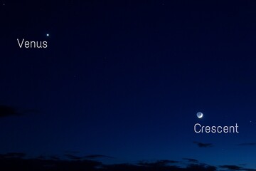 Venus and Crescent at night
