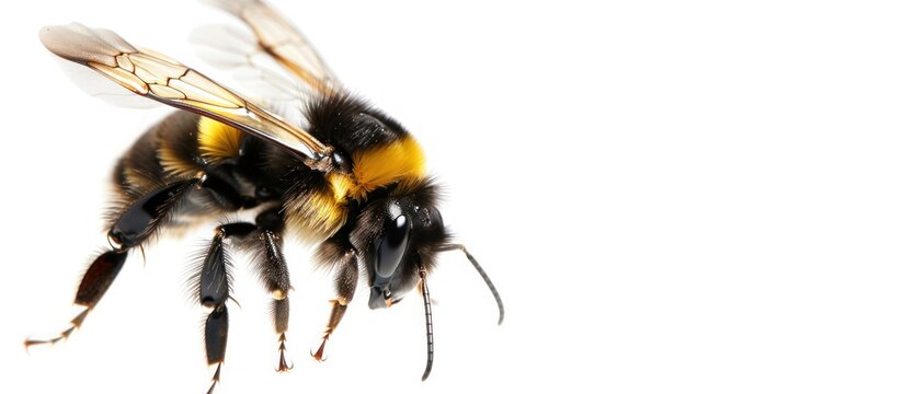 Flying bee on wasp insect animal isolated on a white background. AI generated image