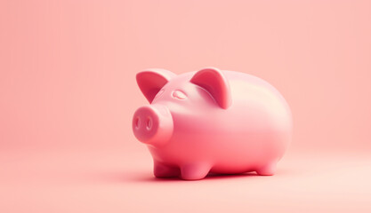 Pink piggy bank isolated on a pink background