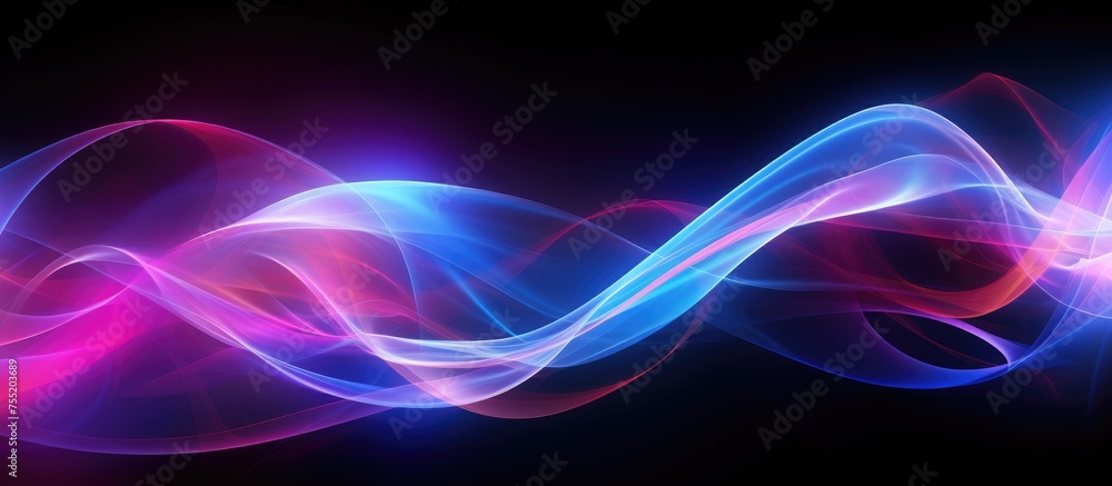 Aufkleber a dynamic display of abstract twisted light fibers creating a colorful wave on a stark black backgro