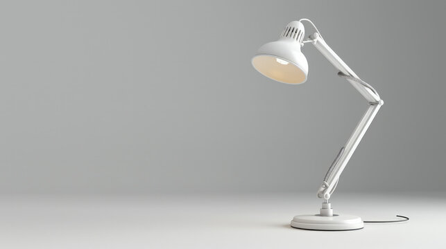 Vintage white desk lamp isolated on gray. Generative AI