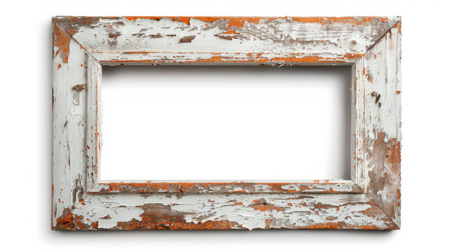 White rustic picture frame isolated on white. Generative AI