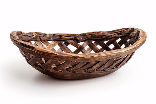 a wooden basket on a white background