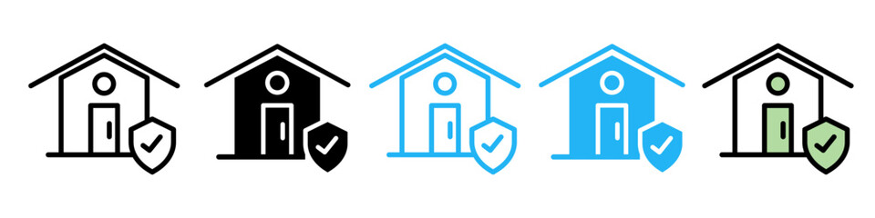 House insurance icon logo set vector