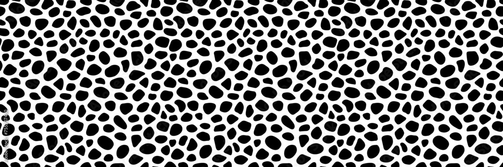 Poster black and white geometric seamless patterns vector illusatration. irregular shapes repeated backdrop