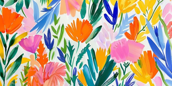  large brushstrokes colorful floral fields Generative AI