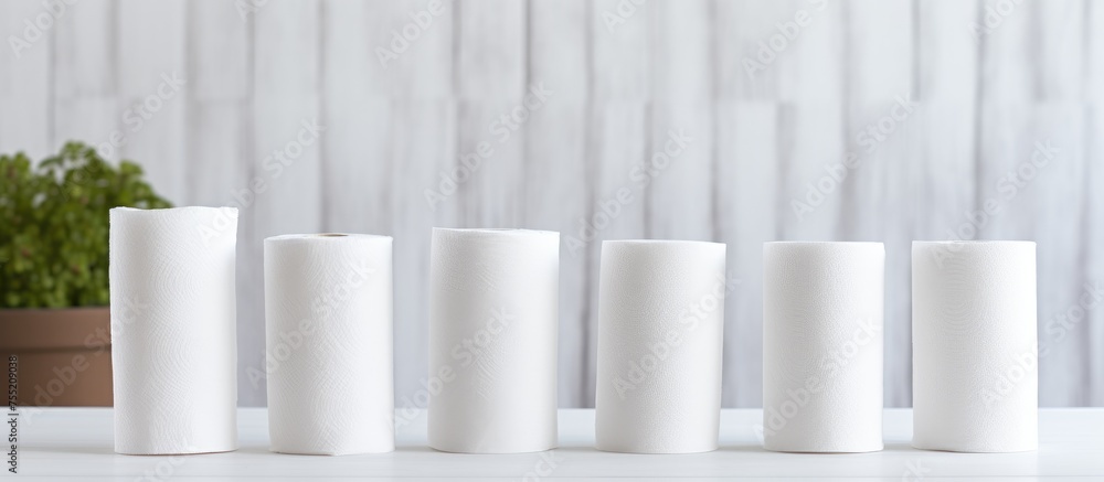Aufkleber several white candles are placed on top of a table, creating a simple and elegant display. the candl