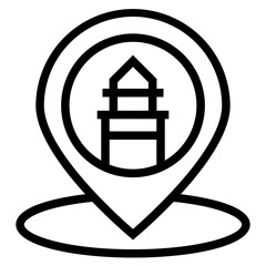 Mosque location icon, Mosque map icon, vector illustration