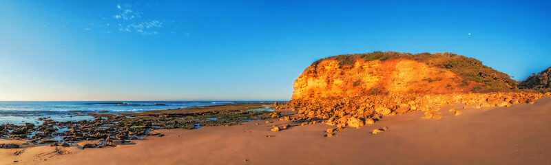 Wide angle view of Bells Beach, Great Ocean Road, Victoria, Australia at dawn
