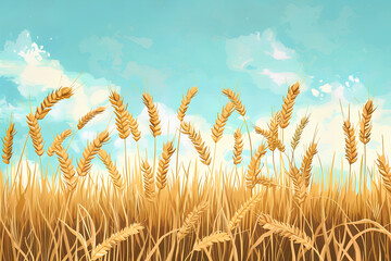 wheat field vector flat minimalistic isolated illustration. Symbol of Ukraine. Ukrainian culture - obrazy, fototapety, plakaty