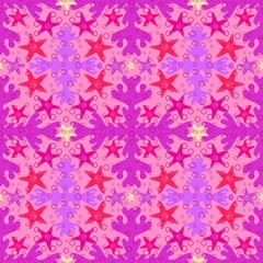 Cartoon animals seamless starfish pattern for fabrics and linens and wrapping paper and summer print