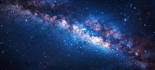 Galaxy blue night sky milky way and star on dark Background. Universe filled with stars, nebula and galaxy with noise and grain