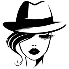 Trendy Woman Wearing Hat Illustration.