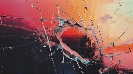 A shattered screen embodies various algorithmic biases in digital graphic style with each crack symbolizing a different form.