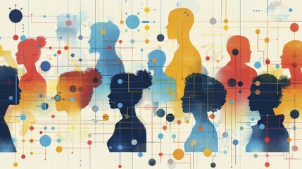 A digital graphic technology-style visualization depicting the performance of an algorithm across different demographic groups, highlighting disparities.