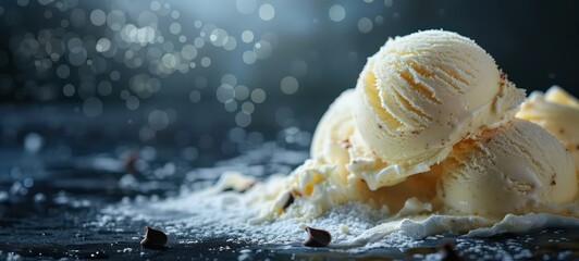 Obraz na płótnie Canvas summer dessert of ice cream on dark background