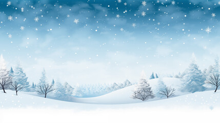 Serene Winter Wonderland with Snowfall and Evergreen Trees