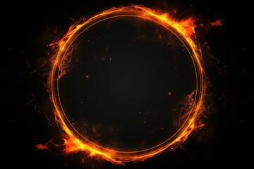 Illuminated Fire circle frame ring. Texture glow. Generate Ai