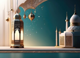 Decorative ramadan kareem islamic eid greeting background
 - obrazy, fototapety, plakaty