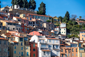 Panorama of Old town of Menton, France