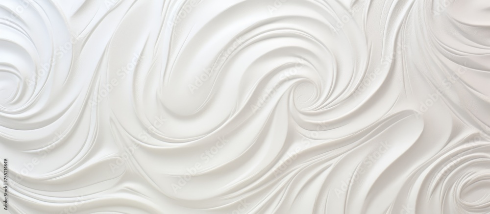 Poster a detailed view of a white wall featuring wavy lines creating a textured wallpaper background. the w