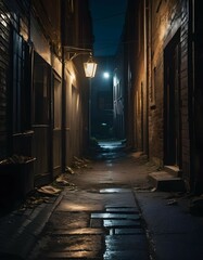 Dark alley in city