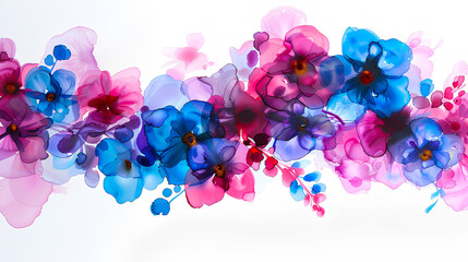 Watercolor floral illustration. Spring flowers, forget-me-not flowers on a white background.