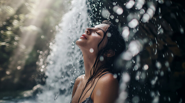Jungle Waterfall Serenity - generative AI image