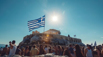 the greek flag at the Greek Independence Day Parade