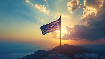 the greek flag at the Greek Independence Day Parade