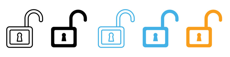 Unlock icon line art vector