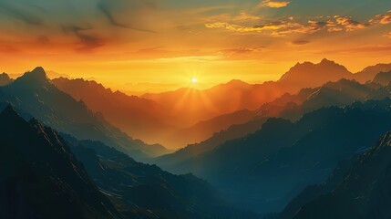 Fototapeta premium sunset in the mountains generative ai images