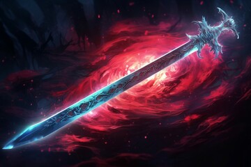 Sharp Skeleton sword. Fantasy evil magic. Generate Ai