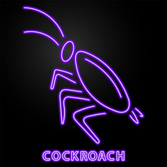 cockroach neon sign, modern glowing banner design, colorful modern design trend on black background. Vector illustration.