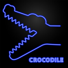 crocodile neon sign, modern glowing banner design, colorful modern design trend on black background. Vector illustration.