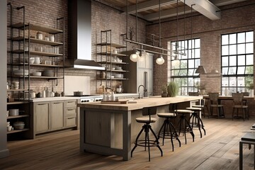 Neutral Tones and Muted Colors: Inspiring Industrial-Chic Kitchen Concepts