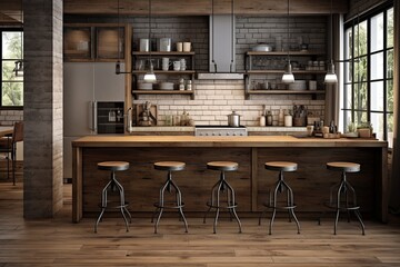 Reclaimed Wood & Stainless Steel: Industrial-Chic Kitchen Concepts with Metal Bar Stools