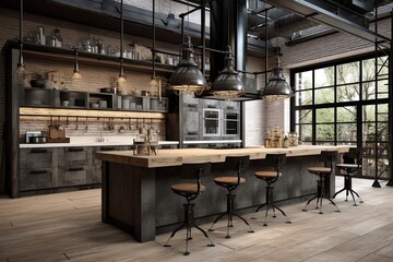 Rustic Charm: Industrially-Chic Kitchen Concepts with Stunning Metal Fixtures