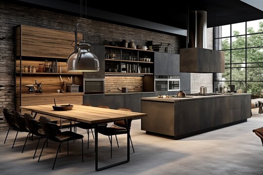 Wood and Metal Fusion: Industrial-Chic Kitchen Concepts with Mixed Materials