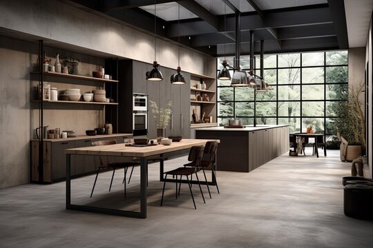 Concrete Elegance: Industrial-Style Kitchen Inspirations for Easy Maintenance