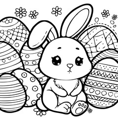 Easter bunny coloring page for holiday