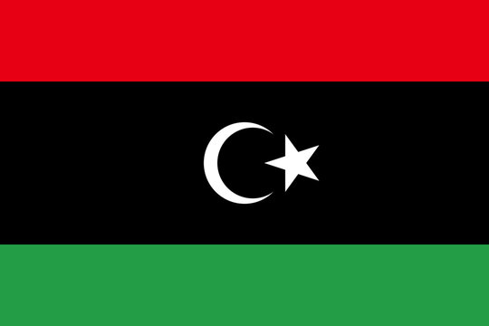 Libya vector flag in official colors and 3:2 aspect ratio.